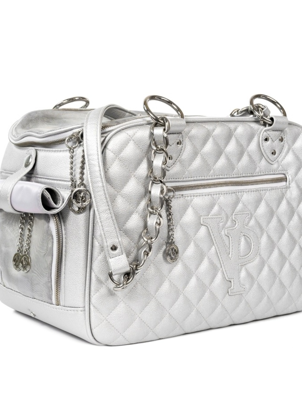 DOG 🐶 VANDERPUMP QUILTED CLASSIC LUXURY CARRIER - SILVER